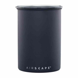 Recipiente de armazenamento Airscape® clássico em aço inoxidável, design planetário, na cor carvão. Mantenha seus alimentos frescos por mais tempo!