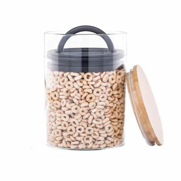 Frasco Airscape® de design planetário com tampa de bambu para armazenamento hermético de alimentos frescos. Ideal para a sua cozinha!