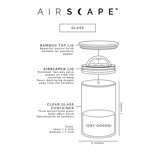 Recipiente de Vidro Airscape® com Tampa de Bambu - Design Planetário de Qualidade Superlativa para Frescura Duradoura - Compre Online!