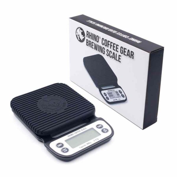 Escala de fabricação de equipamentos de café Rhino com temporizador para entusiastas de café. Ideal para cafeterias ou uso doméstico.