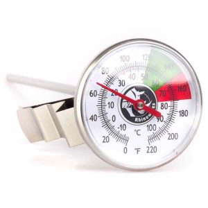 Termômetro de leite longo Rhinowares 180 mm: Precisão e durabilidade para aperfeiçoar suas bebidas favoritas. Compre já e eleve seu café!