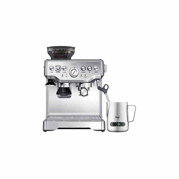 Máquina de café expresso Sage The Barista Express em prata, design elegante e funcional para saborear o café perfeito em casa. Ideal para amantes de café exigentes. Ordene já!