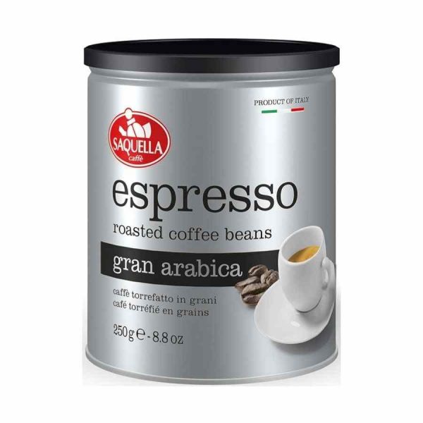 Café em Grãos Saquella Espresso Gran Arábica 250g - Aroma intenso e sabor premium para verdadeiros apreciadores de café. Compre online!