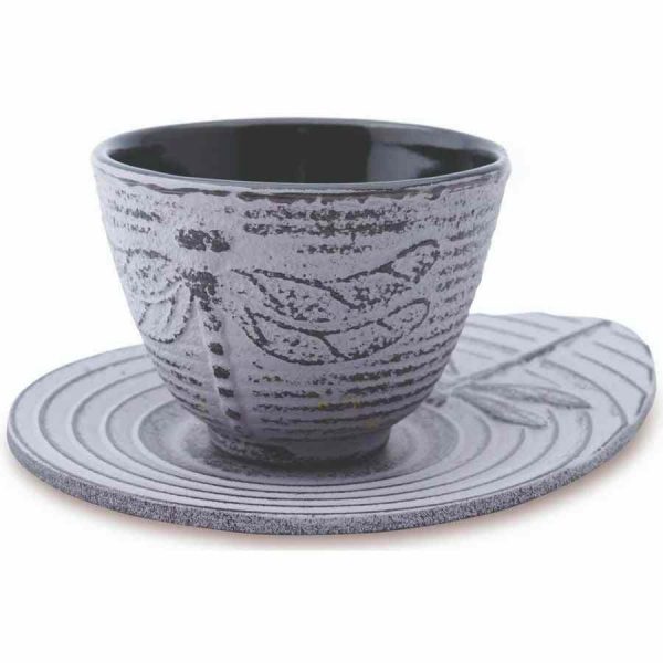 Xícara de Chá de Ferro Dragonfly com Porta-copos em Cristal - 100 ml, Elegância e Sofisticação para seu Chá. Compre Online!