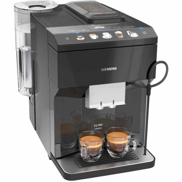 Máquina de café Siemens EQ.500 Classic totalmente automática, Preto Piano - Design elegante para café perfeito em casa.