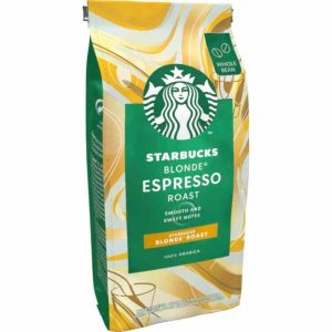 Café em grãos Starbucks Espresso Blonde Roast 200g, torra loira, aroma intenso. Compre café premium online!