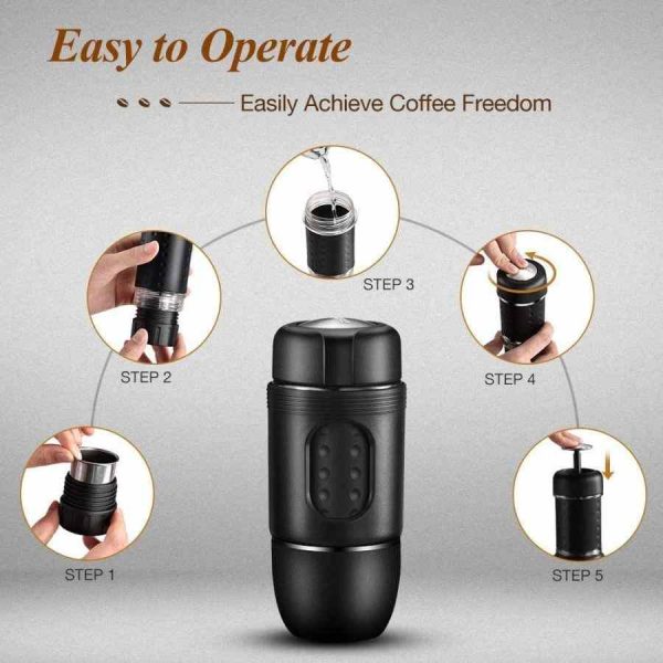 Máquina de Café Espresso Staresso Mini para Cápsulas e Café Moído - Desfrute de Café Aromático em Casa!