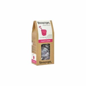 Chá de ruibarbo e gengibre Teapigs, 15 saquetas de chá de alta qualidade para saborear. Delicioso e revigorante! Ideal para relaxar e descontrair.