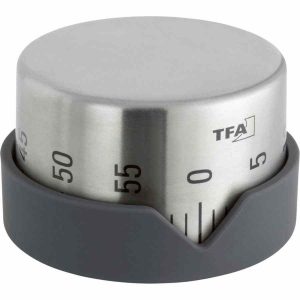 Temporizador de cozinha analógico em aço inoxidável TFA para precisão culinária. Compre online agora!