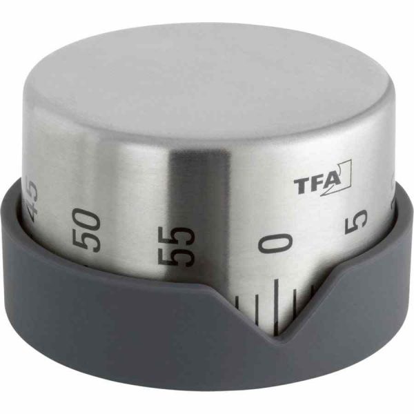 Temporizador de cozinha analógico em aço inoxidável TFA para precisão culinária. Compre online agora!