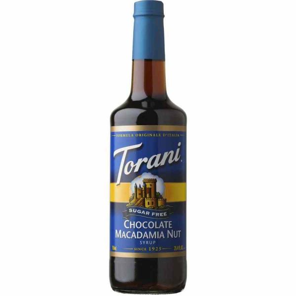 Xarope Torani de Macadâmia com Chocolate Sem Açúcar - Delícia saborosa para adoçar os seus momentos. Ideal para receitas doces. 750 ml.
