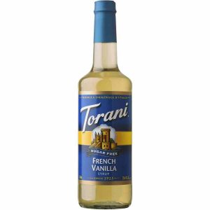 Xarope Torani Baunilha Francesa sem Açúcar 750ml, ideal para adicionar sabor nas suas bebidas. Delicioso e zero açúcar! Compre já!