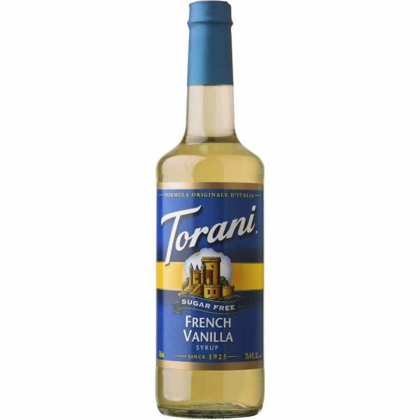 Xarope Torani Baunilha Francesa sem Açúcar 750ml, ideal para adicionar sabor nas suas bebidas. Delicioso e zero açúcar! Compre já!
