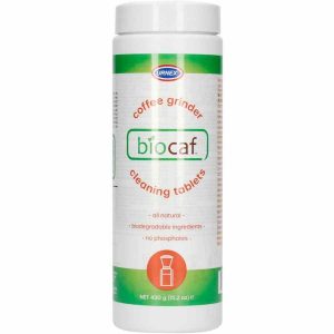 Pastilhas de limpeza para moedor de café Urnex Biocaf 430 g - Mantenha seu moedor limpo e funcionando perfeitamente com este produto de alta qualidade. Ideal para coffee lovers exigentes. Compre já!