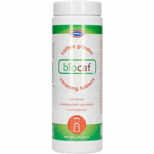 Pastilhas de limpeza para moedor de café Urnex Biocaf 430 g - Mantenha seu moedor limpo e funcionando perfeitamente com este produto de alta qualidade. Ideal para coffee lovers exigentes. Compre já!