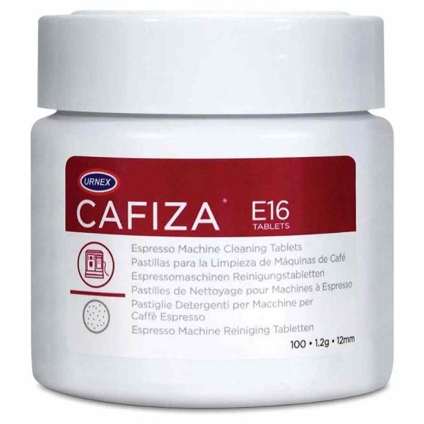 Pastilhas de limpeza para máquina de café expresso Urnex Cafiza E16 100 un - Limpeza profunda para máquinas de café expresso de qualidade. Manutenção fácil e eficaz! Compre já!