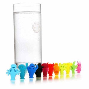 Conjunto de 12 marcadores de copos Vacu Vin Party People para identificar bebidas em festas. Acessório de qualidade para entreter convidados.