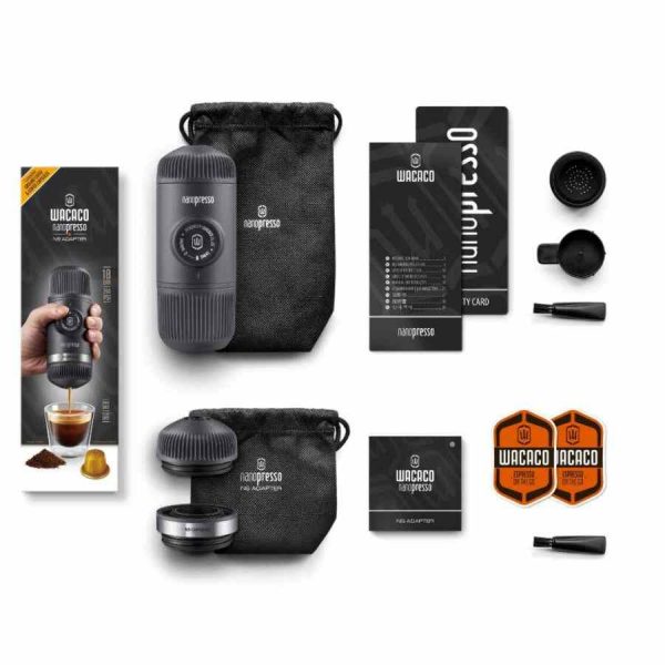 Máquina de café expresso portátil Wacaco Nanopresso + adaptador NS + bolsa, cinza: Aromas intensos em qualquer lugar! Ideal para os amantes de café. Compre já!