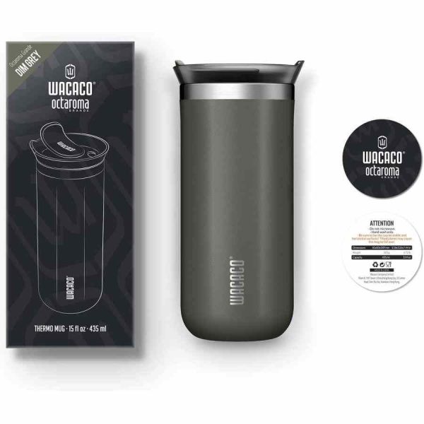 Caneca isolada a vácuo Wacaco Octaroma Lungo 300 ml, cinza escuro - Mantenha sua bebida quente por mais tempo com esta caneca premium. Perfeito para desfrutar seu Lungo favorito! Compre agora.