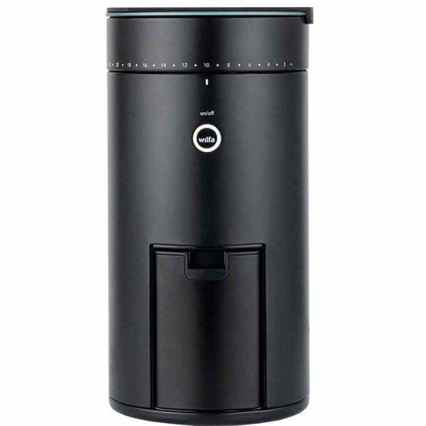 Moedor de café de alta qualidade Wilfa WSFBS-200B com escala de precisão para compras online. Aprecie o sabor uniforme do café fresco.