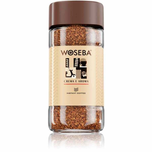 Café Instantâneo Crema E Aroma 100 g da marca Woseba, sabor intenso e irresistível para os amantes de café. Compre online agora!
