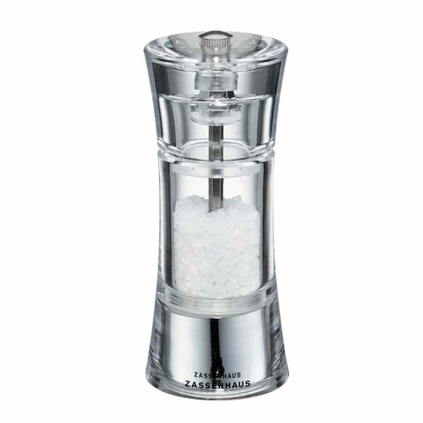 Saleiro de design elegante em acrílico Zassenhaus Aachen para temperar com estilo. Adquira já este moinho de sal de alta qualidade!